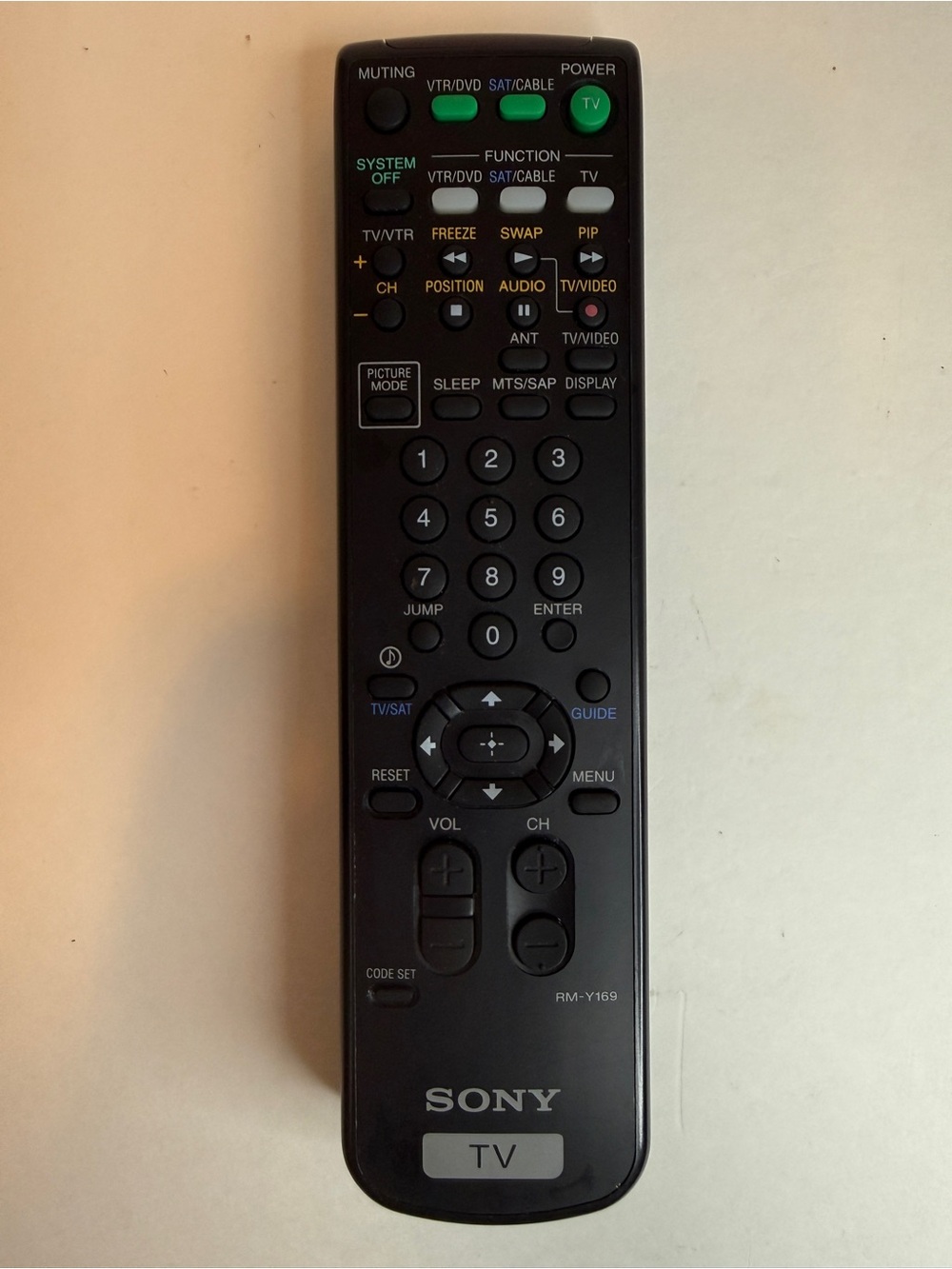 Sony Black Remote with Green Power Button